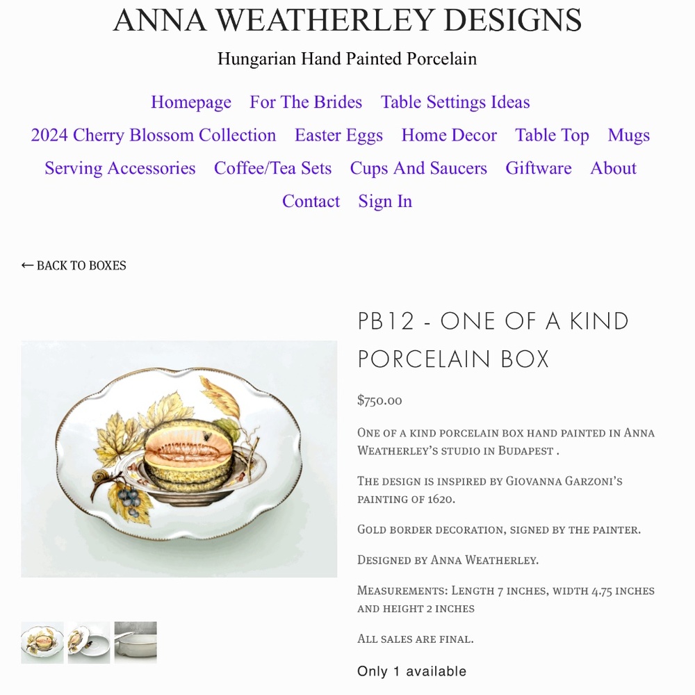 Anna Weatherley Hand Painted Porcelain Box - Picture 16 of 16